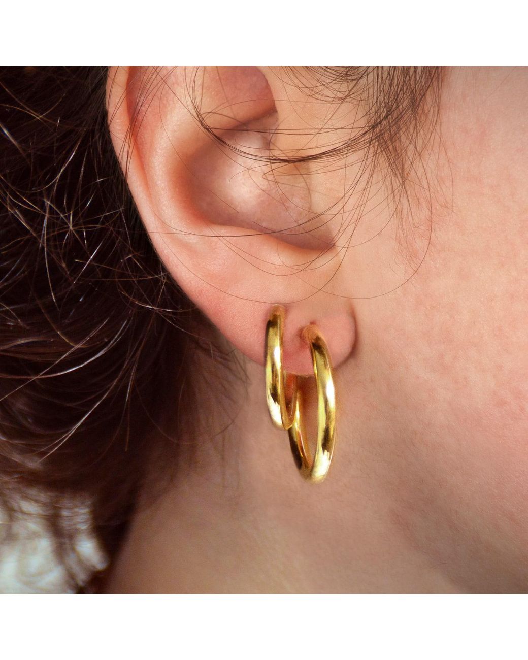The Jewellery Store London Metallic Plain Open Hoops Stud Earrings