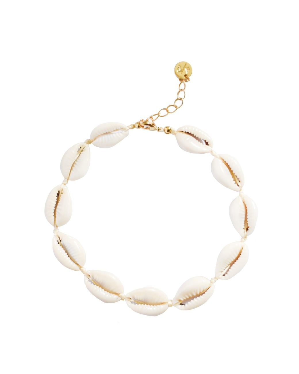 Adriana Pappas Designs Metallic Mini Natural Shell Anklet On Colored Cord