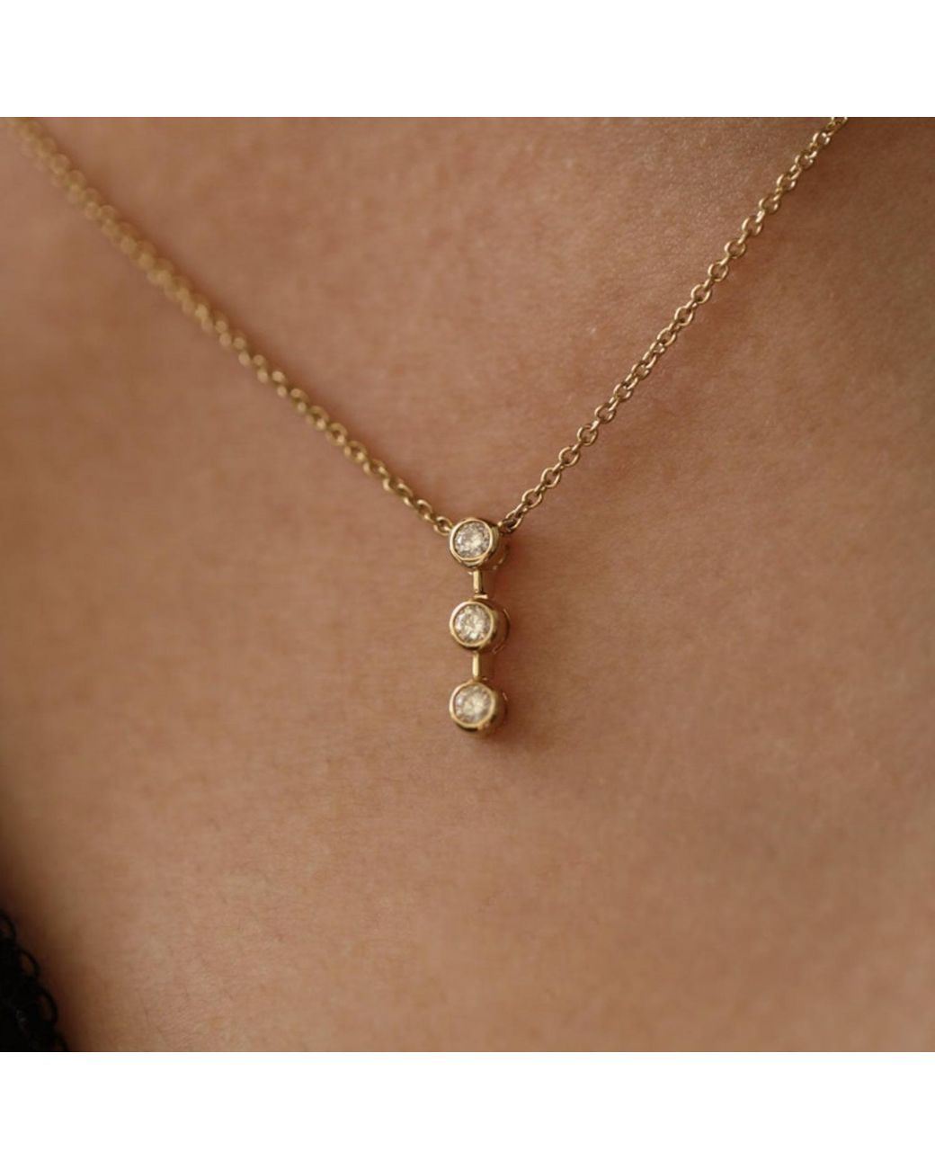 Lily Flo Jewellery Metallic 3 Lab Grown Diamonds Vertical Bar Necklace On Solid 9K