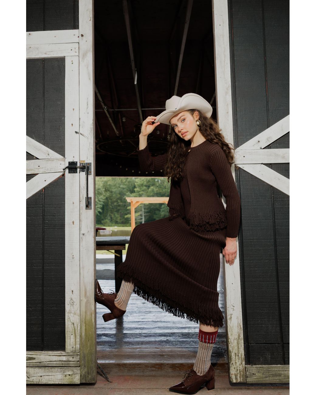 Rave on Trend Brown Fringe Dress + Cardigan