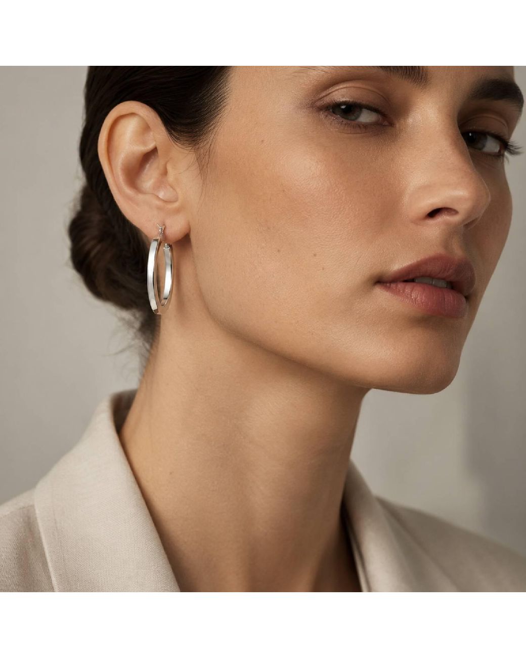 Unaloe Metallic Polished Sterling Chunky Hoop Earrings