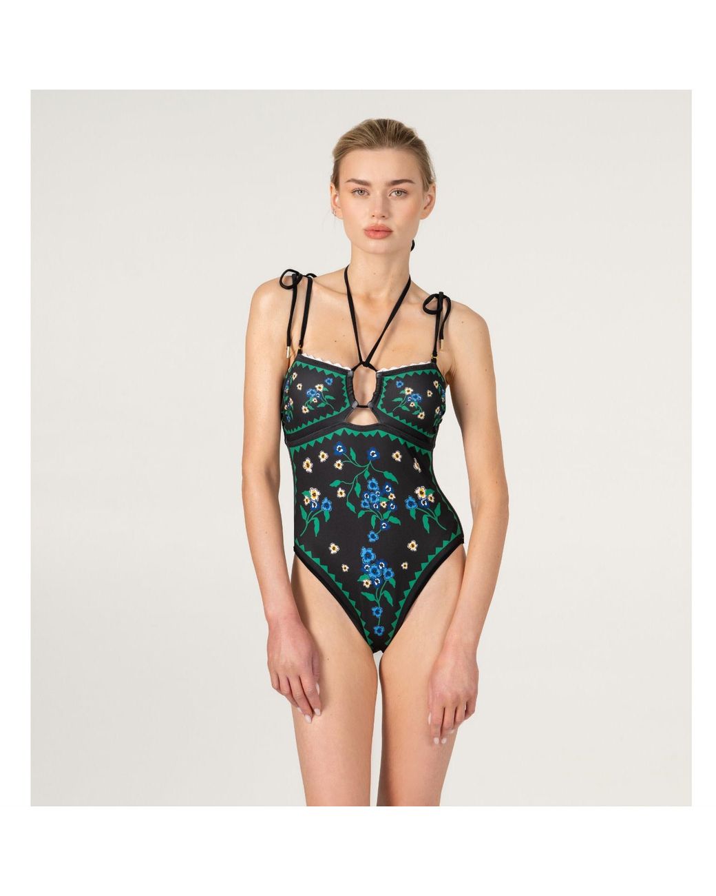Jessie Zhao New York Green Midnight Zebra Reversible One Piece Swimsuit