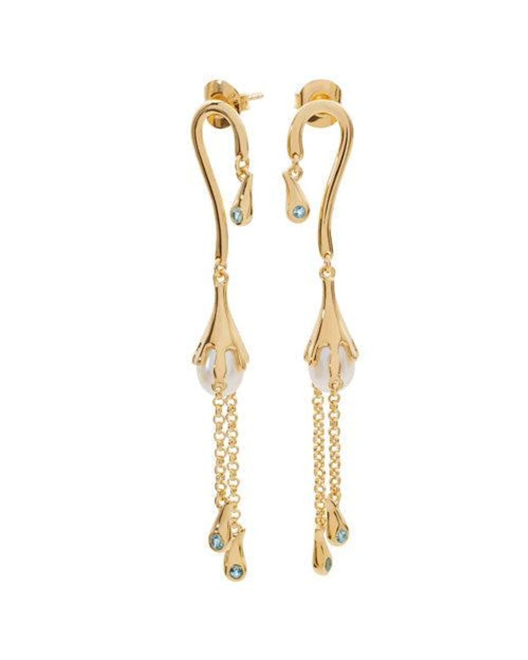 Lucy Quartermaine Metallic Pearl Drop Earrings With Swarovski Crystals