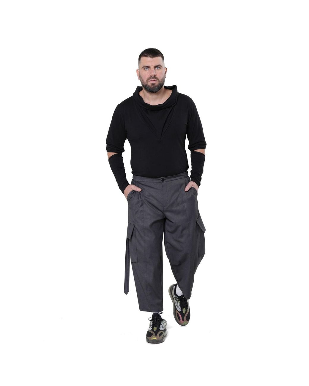 Metamorph Blue Cropped Cargo Pants for men