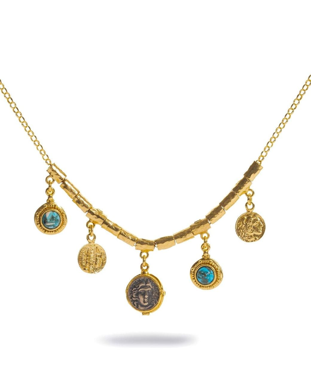 Ebru Jewelry Metallic Safe Passage Coin & Hammered Necklace
