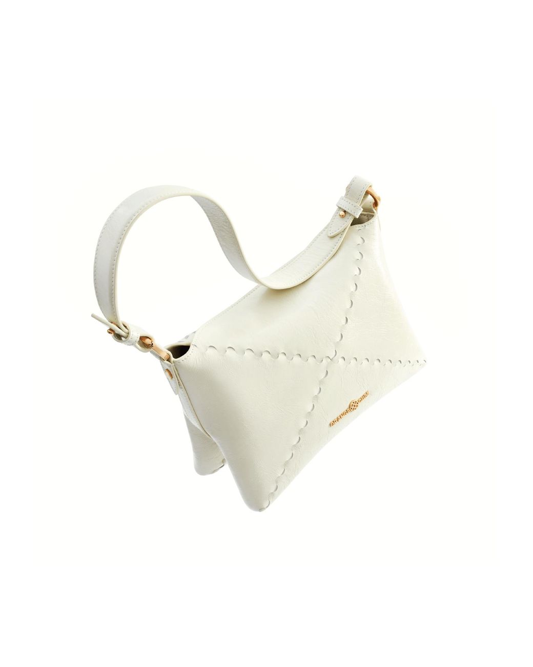Orange Cube White Mosaic Baguette Shoulder Bag
