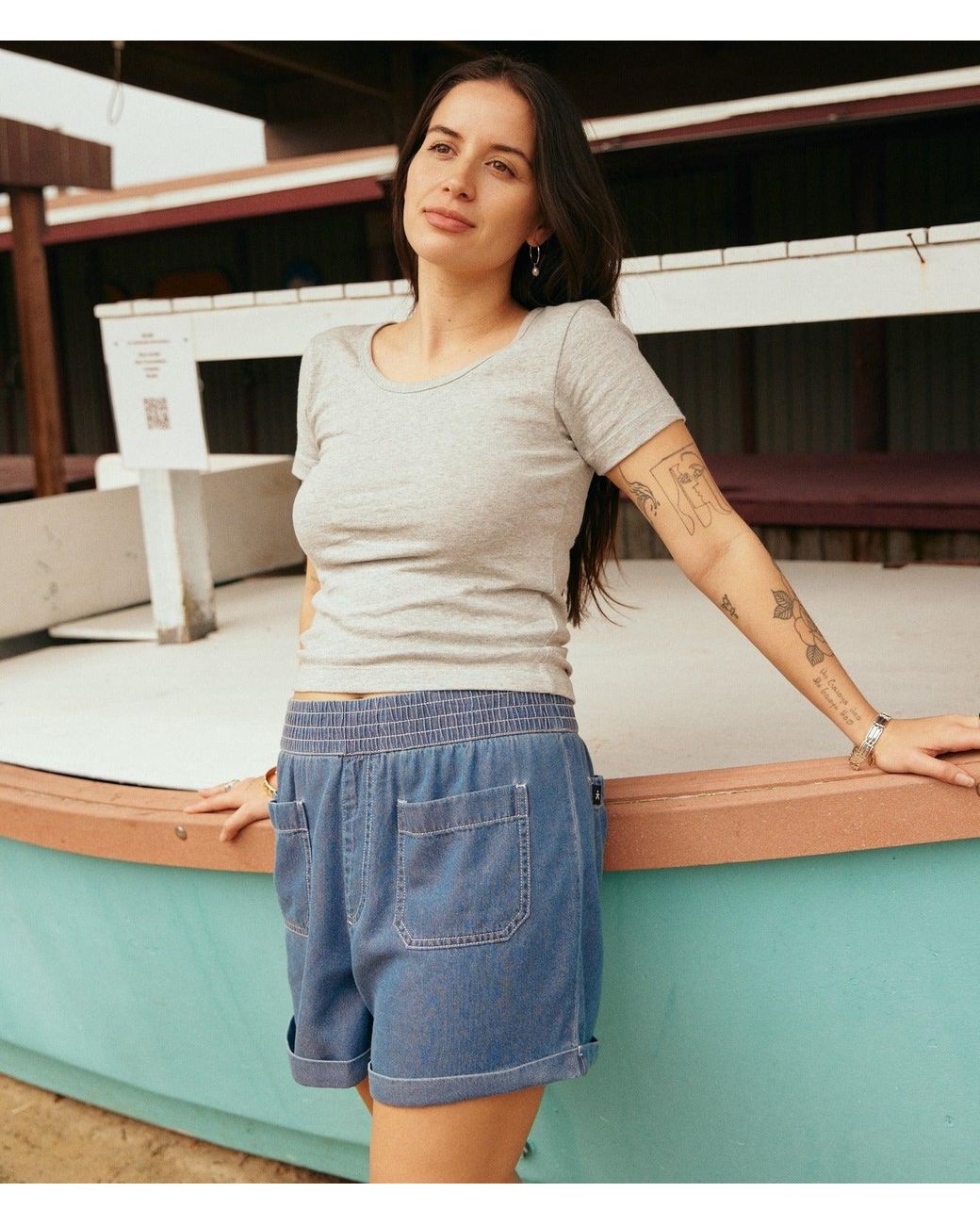 Known Supply Blue Pull On Denim Shorts