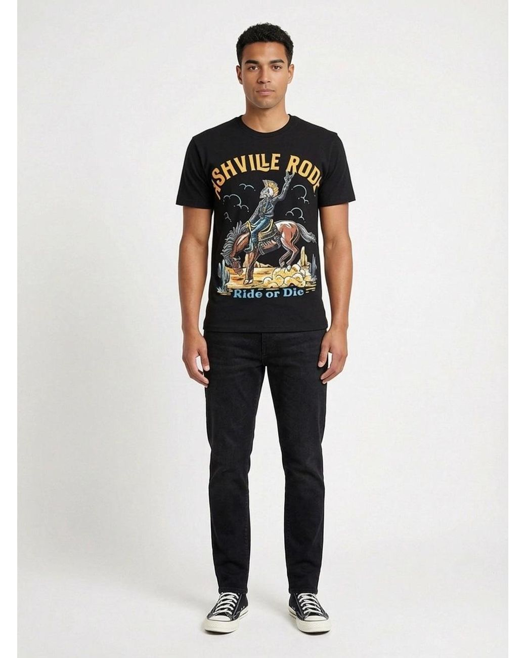Any Old Iron Black Nashville Rodeo Cotton T-Shirt