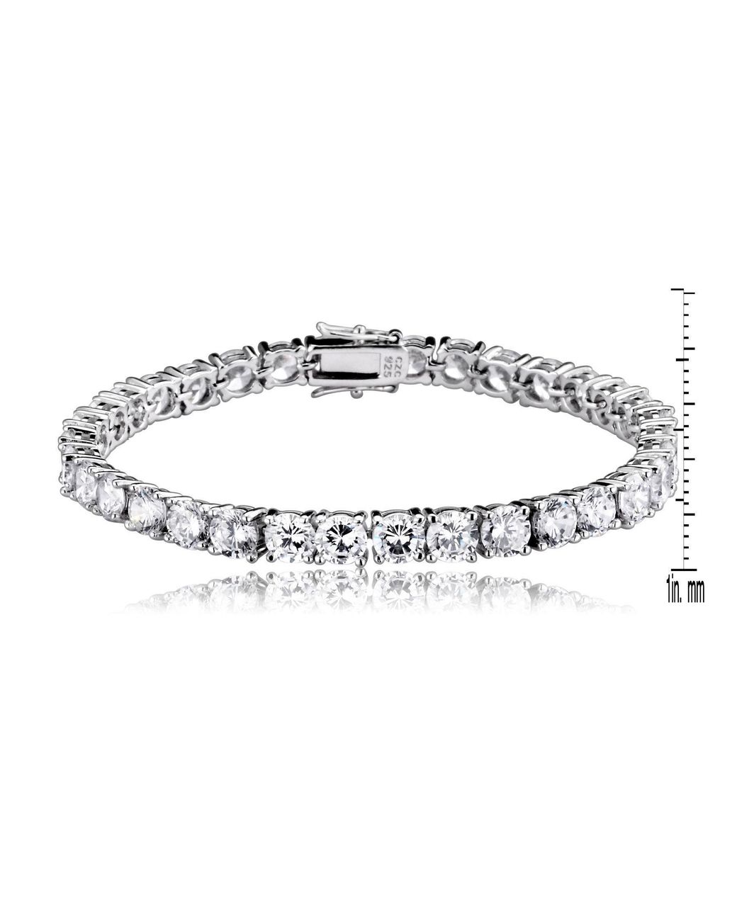 Genevive Jewelry Black Sterling Rhodium Plated Cubic Zirconia Tennis Bracelet