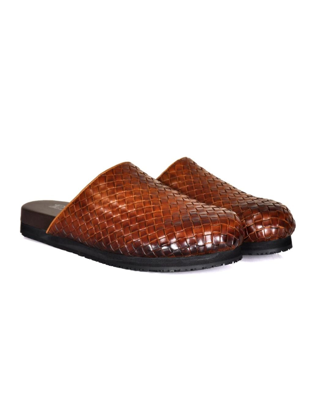 DAVID WEJ Brown Lorenzo Handmade Woven Mules for men