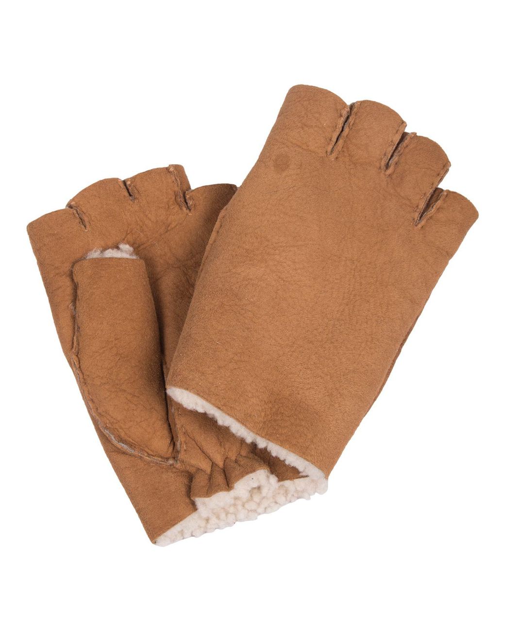 Owen Barry Brown Fingerless Gloves Brandy Cream Tan Wool