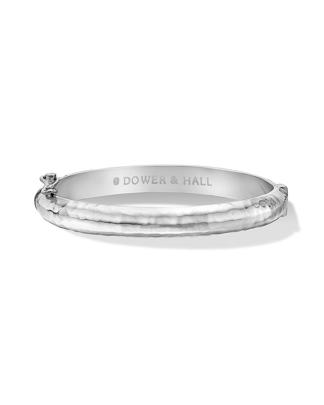 Dower & Hall White Hinged Hammered Nomad Bangle for men