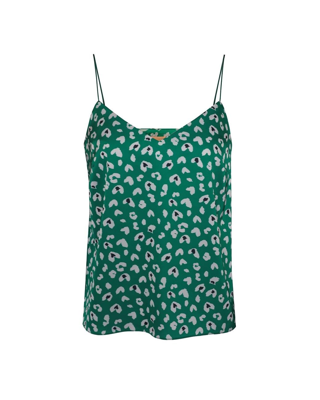 2KStyle Green Alla Animal Print Satin Effect Spaghetti Staps Camisole