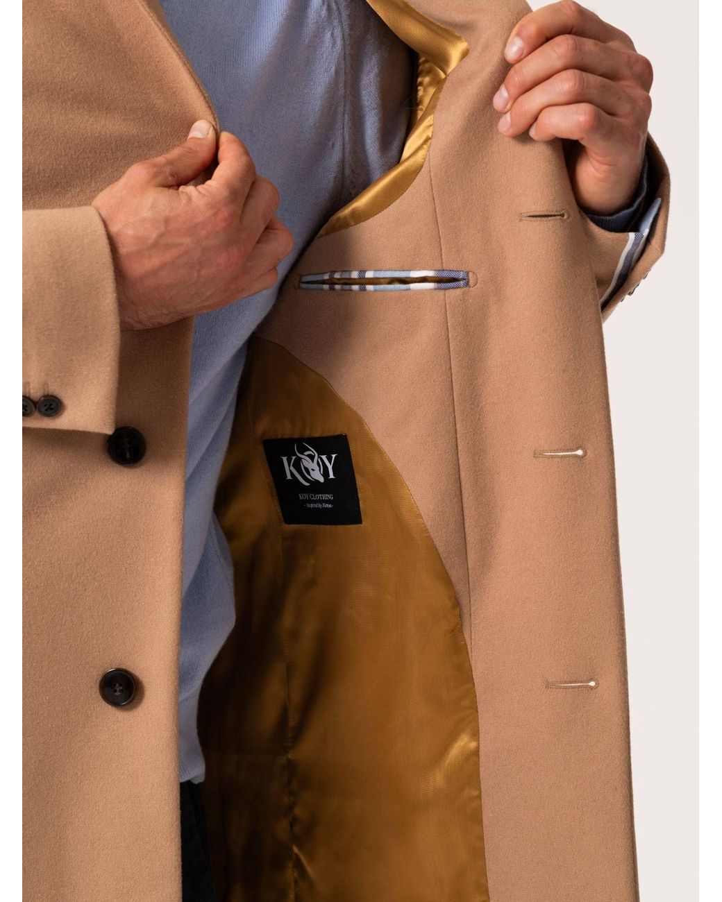 Koy Clothing Brown Neutrals Wool & Cashmere Overcoat for men
