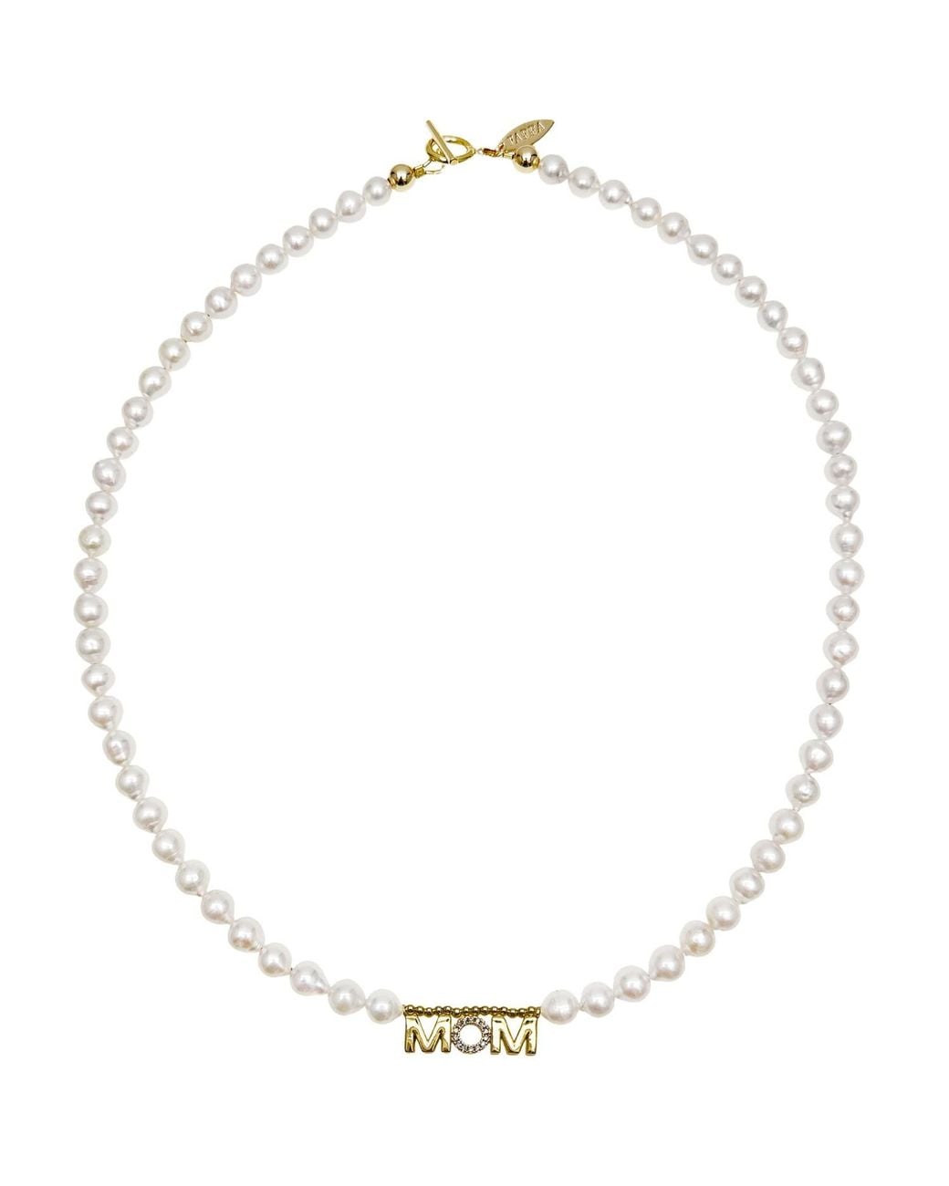 Farra Metallic Freshwater Pearls With Mom Pendant Necklace