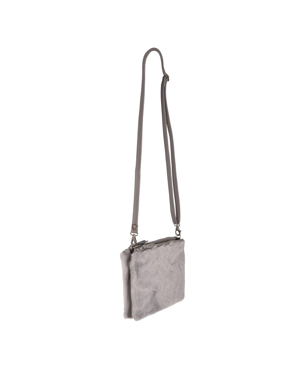 Owen Barry Gray Sheepskin Crossbody Clutch Silvergrey Grenn