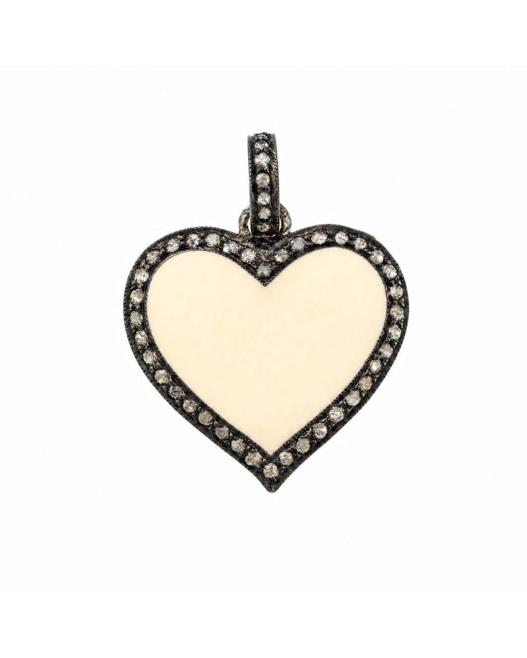 Heather Hawkins Jewelry Metallic Poker Face Enamel Diamond Heart Oxidized Sterling Pendant Charm