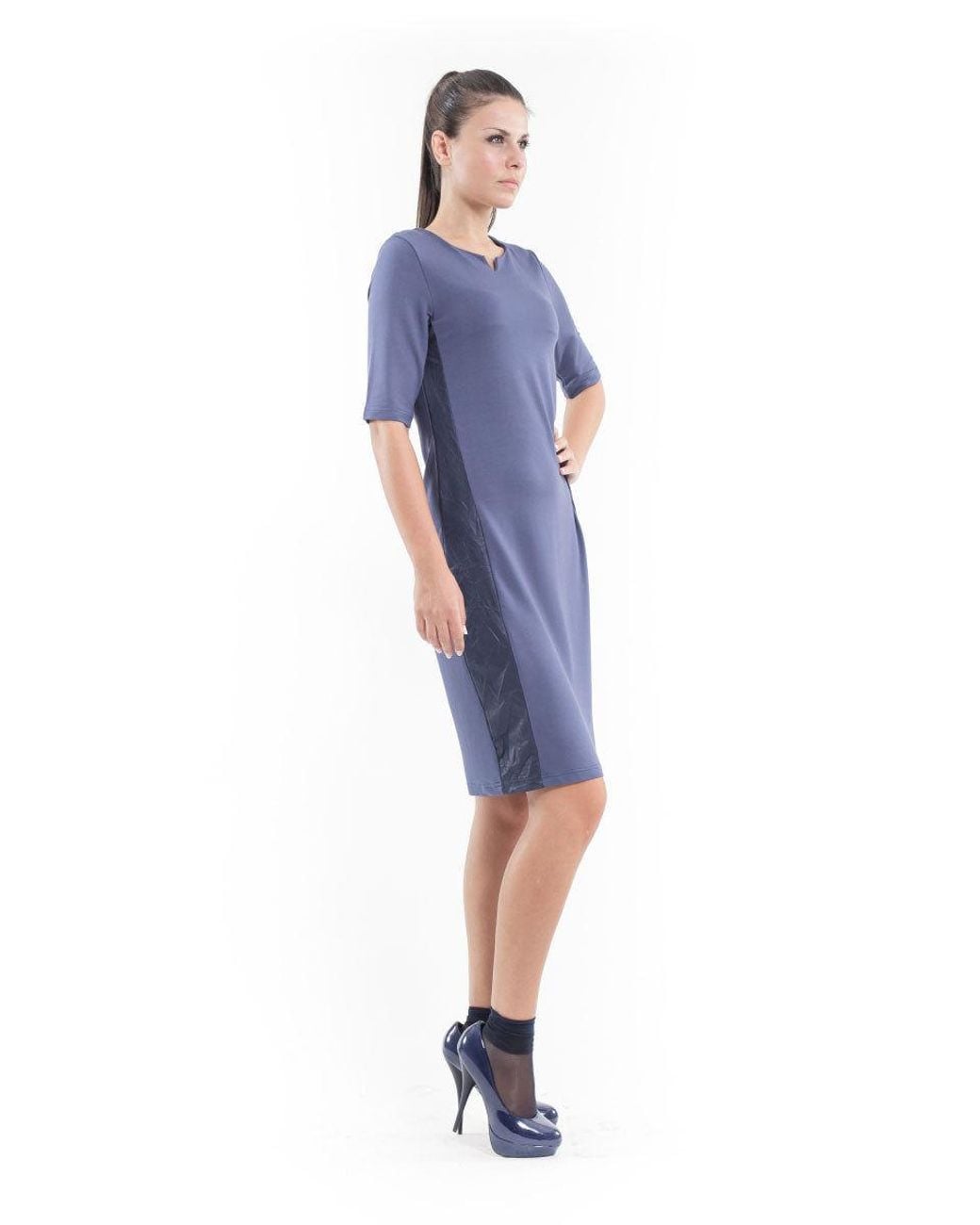 Conquista Blue Stretch Fabric Shift Dress