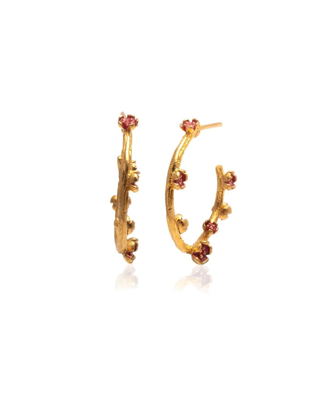 Milou Jewelry Red Small Flower Hoop Earrings