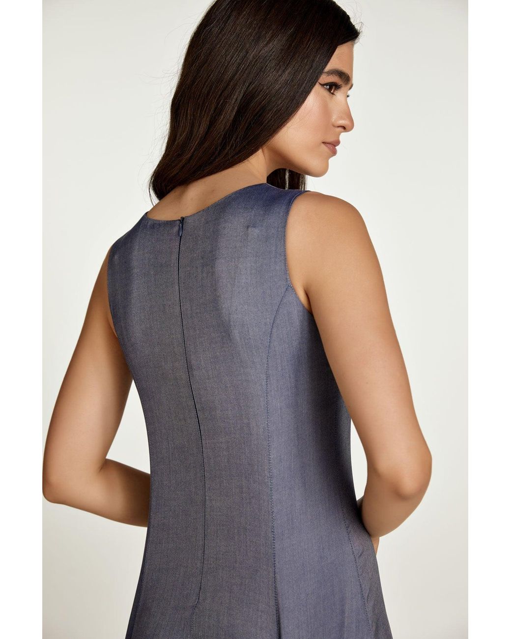 Conquista Blue Denim Style Viscose Cloche Dress