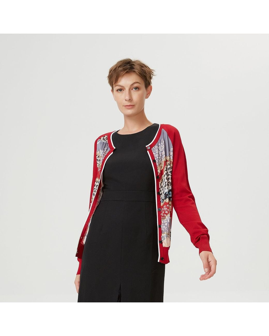 Smart and Joy Black Cardigan Printed