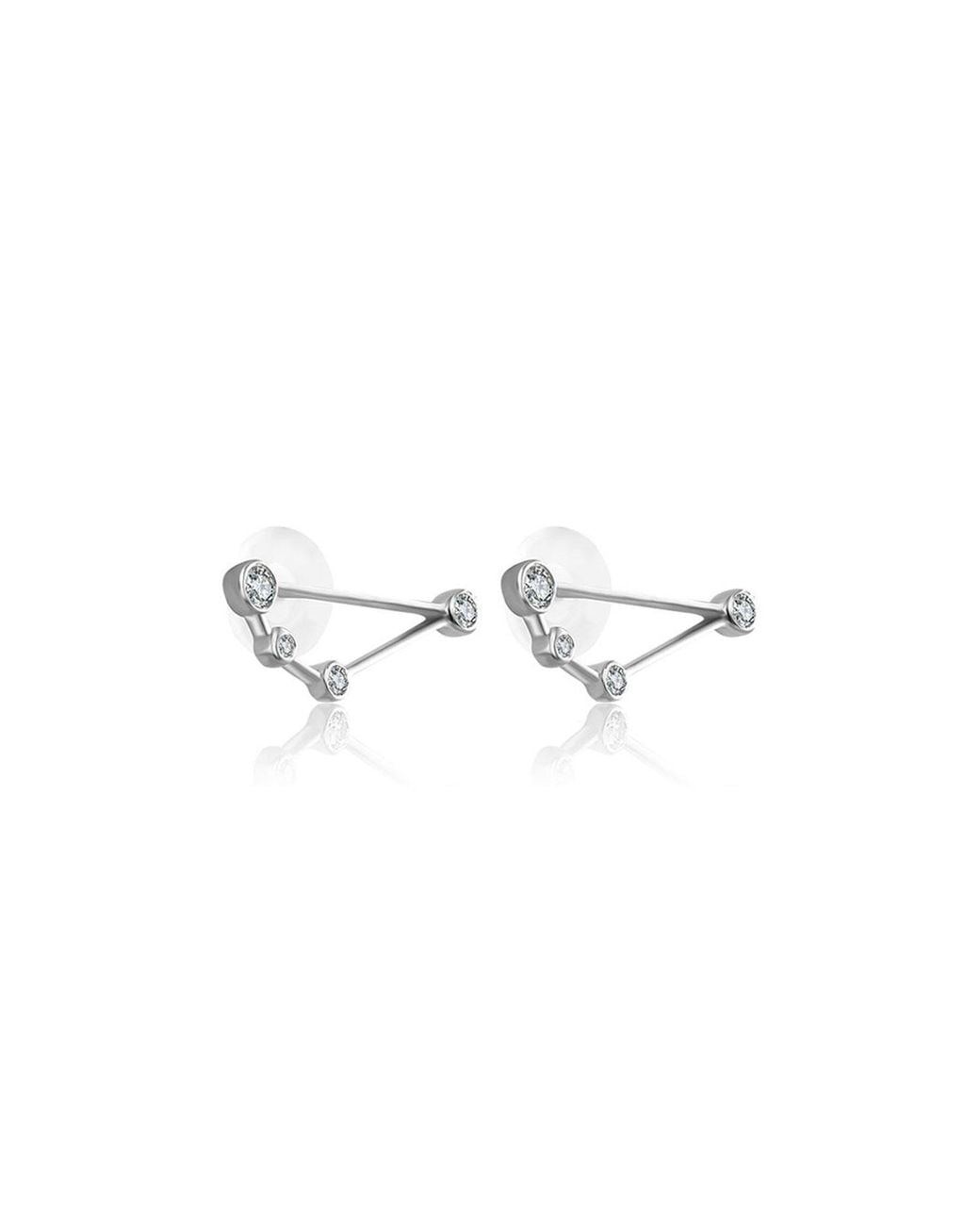 Genevieve Collection Metallic Capricorn Zodiac Constellation Earring 18K & Diamond