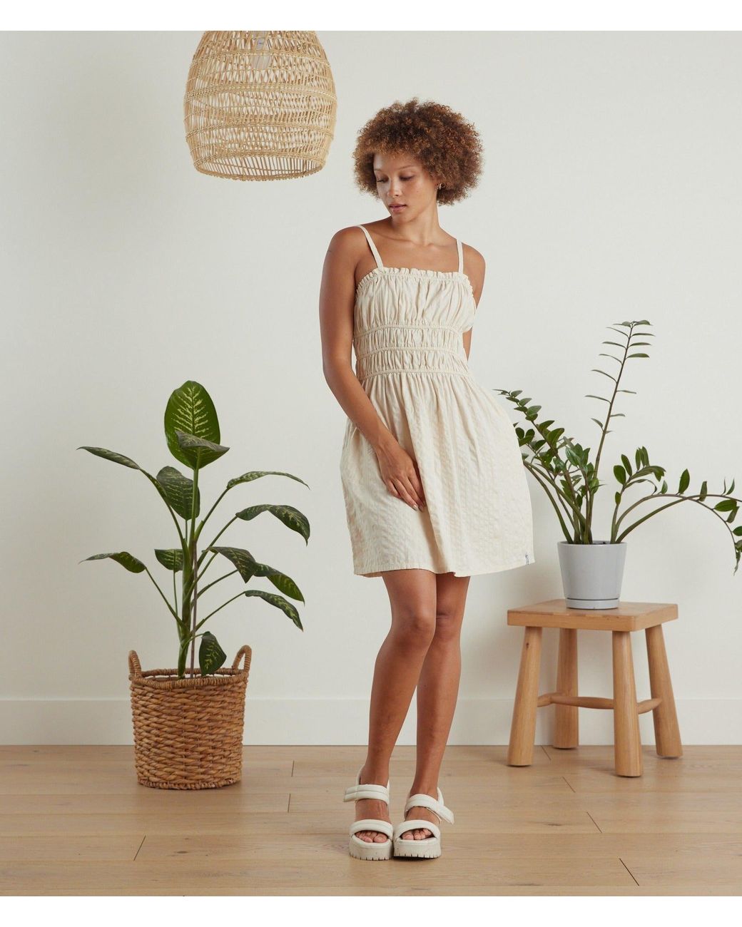 Known Supply White Smocked Dress