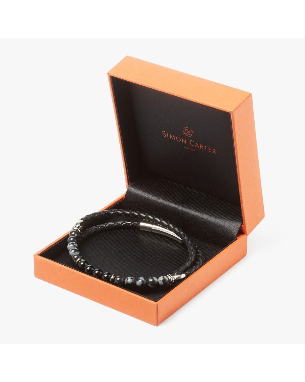 Simon Carter Black Hayle Snowflake Obsidian Bracelet for men