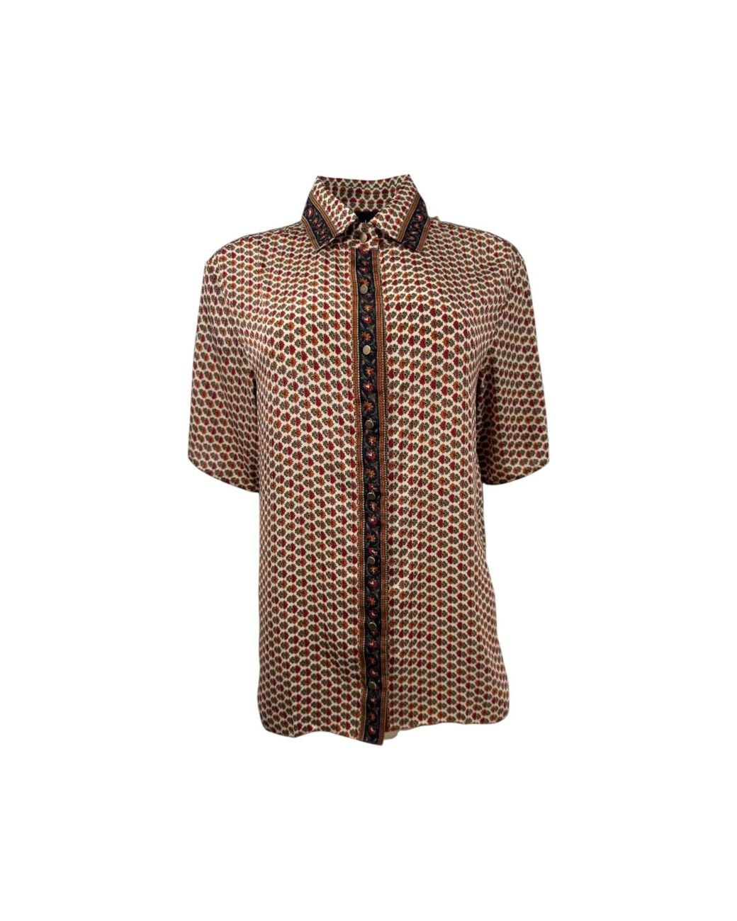 Monzlapur New York Brown Embossed Botanic Short Sleeve Crepe Shirt for men