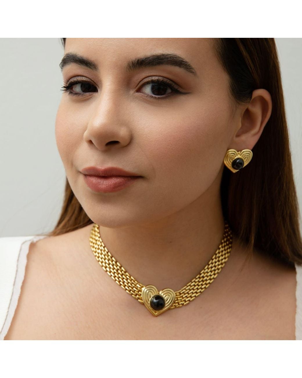 Eyeconic by Samar Ajram Brown Lia Heart Earrings