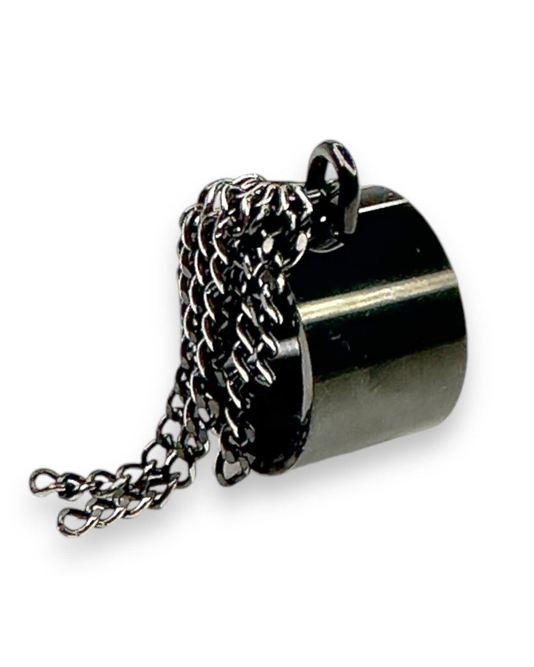 Jagged Halo Jewelry Black Tassel Ring Rhodium