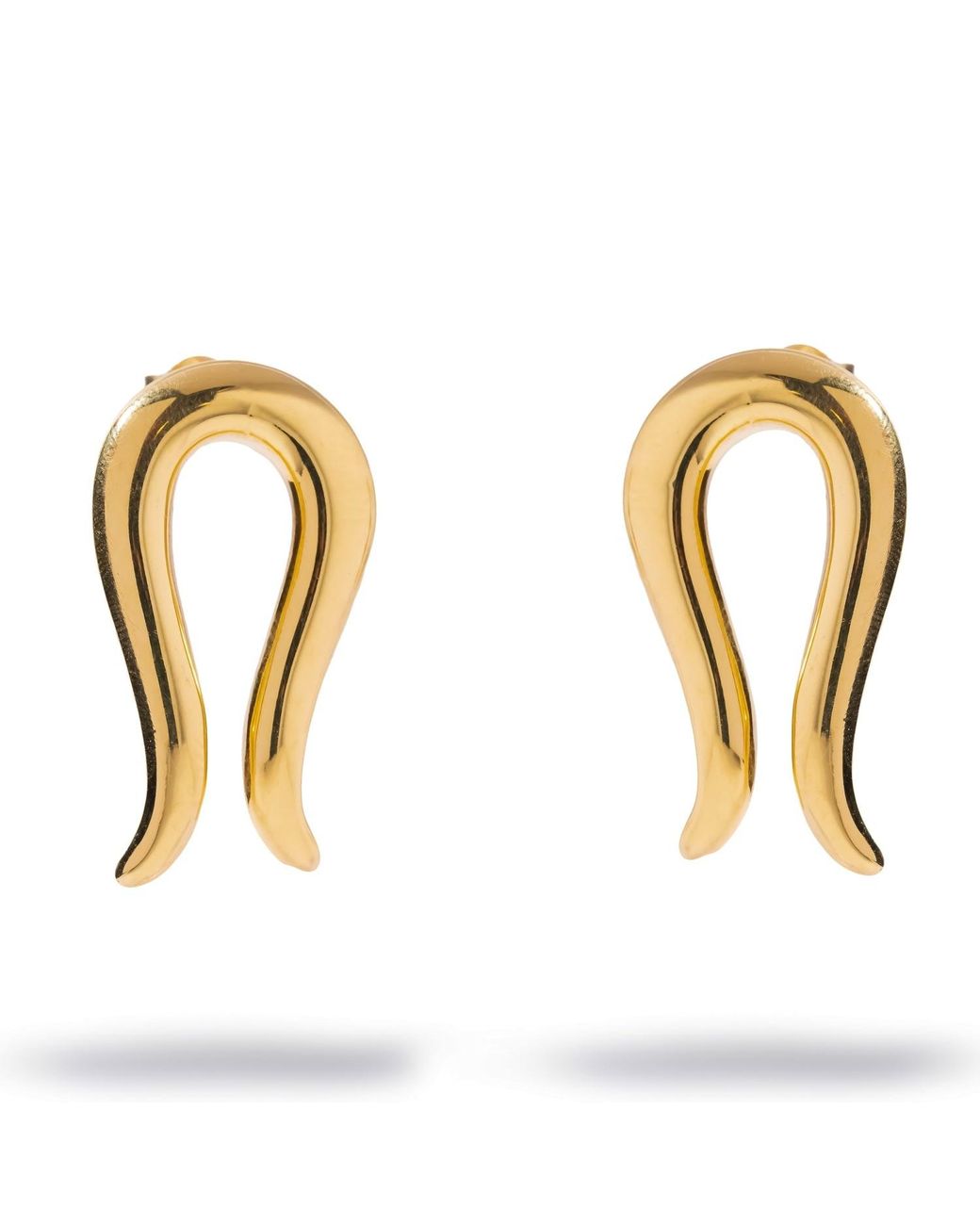 Ebru Jewelry Metallic Golden Horseshoe Statement Stud Earrings