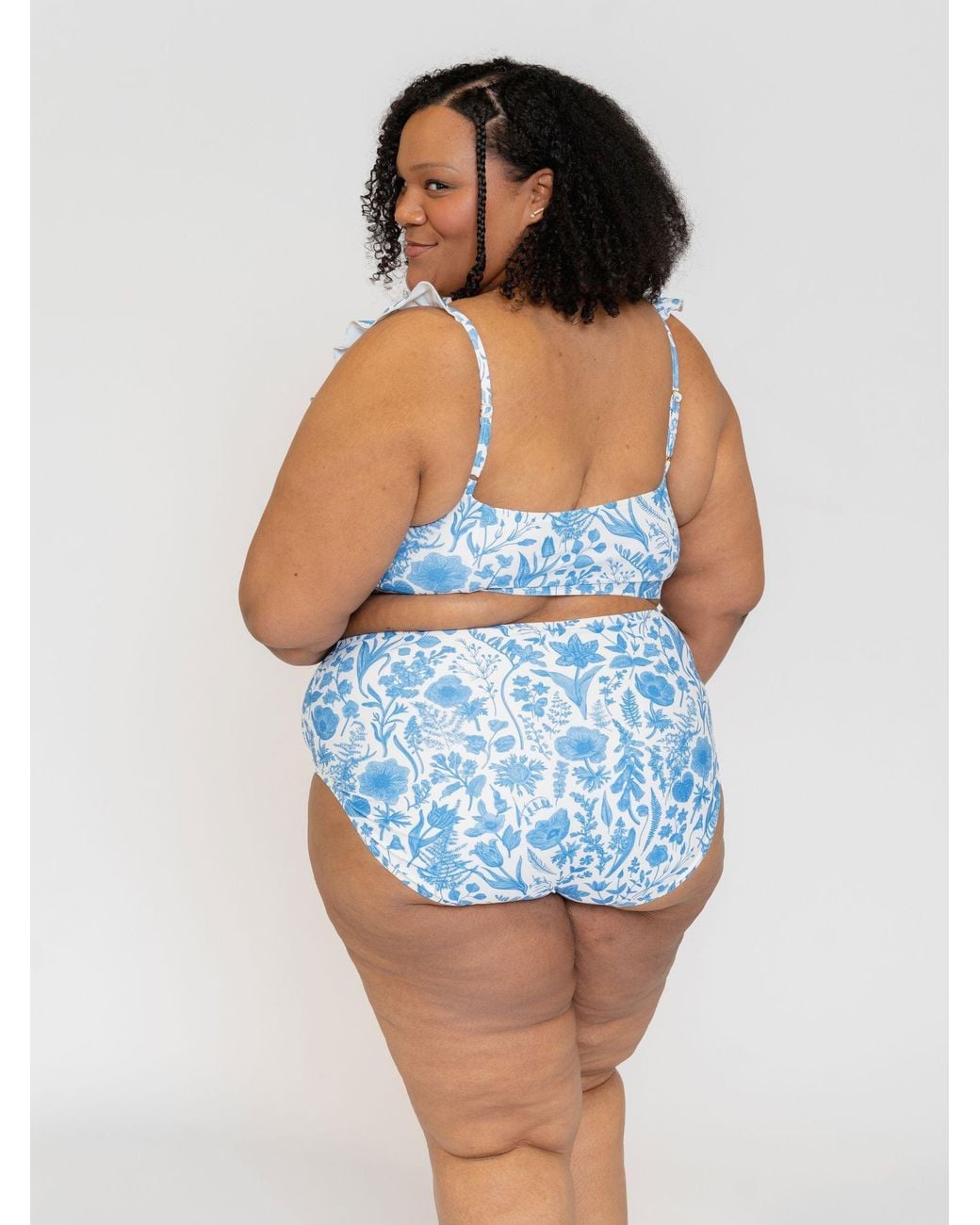 Lime Ricki Swimwear Blue Botany High-Waist Bottom