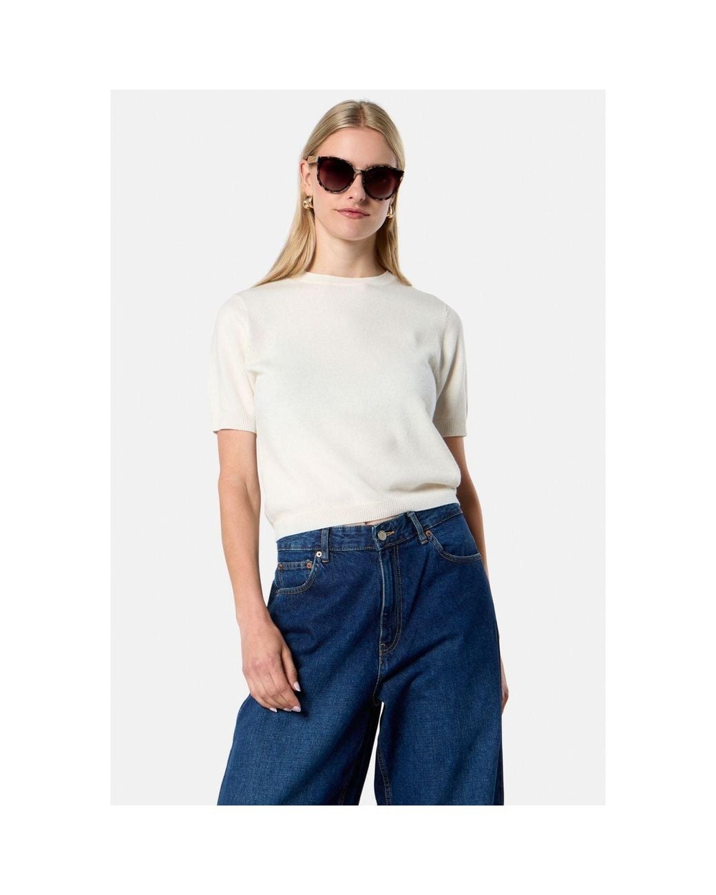 Helen Mcalinden White Neutrals Gemma Winter Cashmere Crew Neck T-Shirt