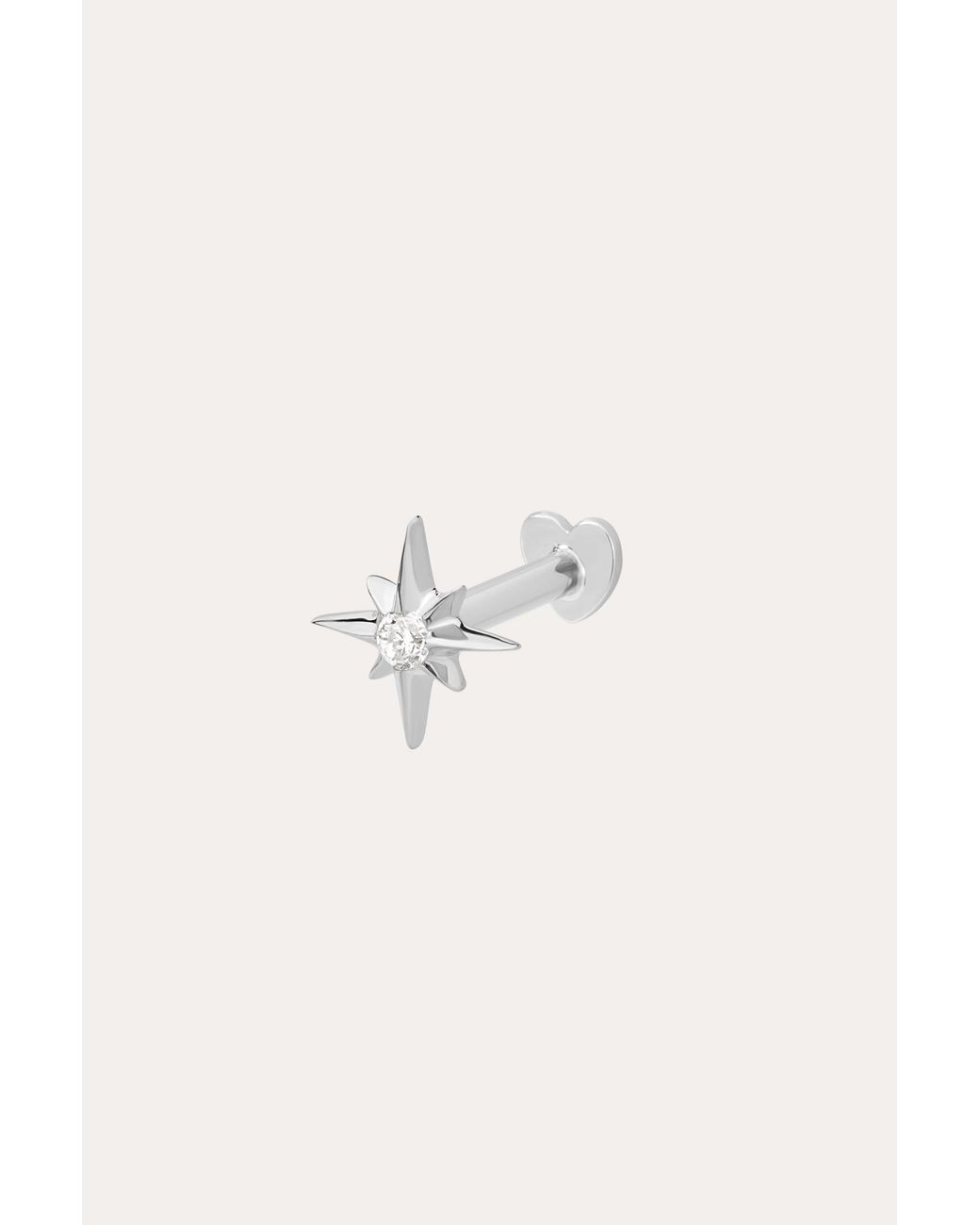 Vanhi White 14K Solid Lab-Grown Diamond North Star Flat Back Stud