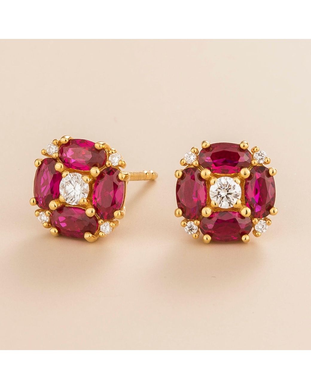 Juvetti Red Pristi Earrings With Ruby And Diamond