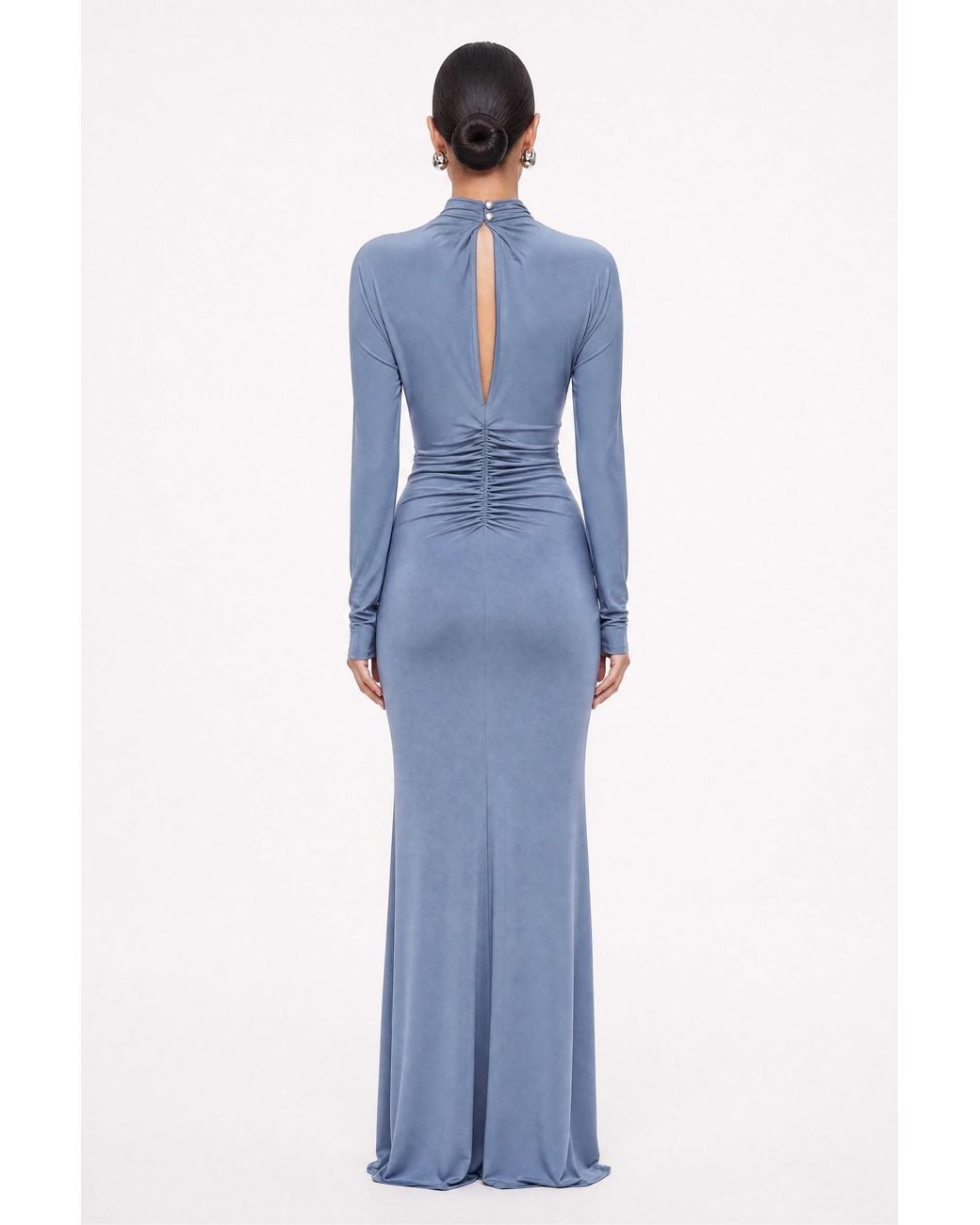 Nocturne Blue Stone Detail Draped Maxi Dress