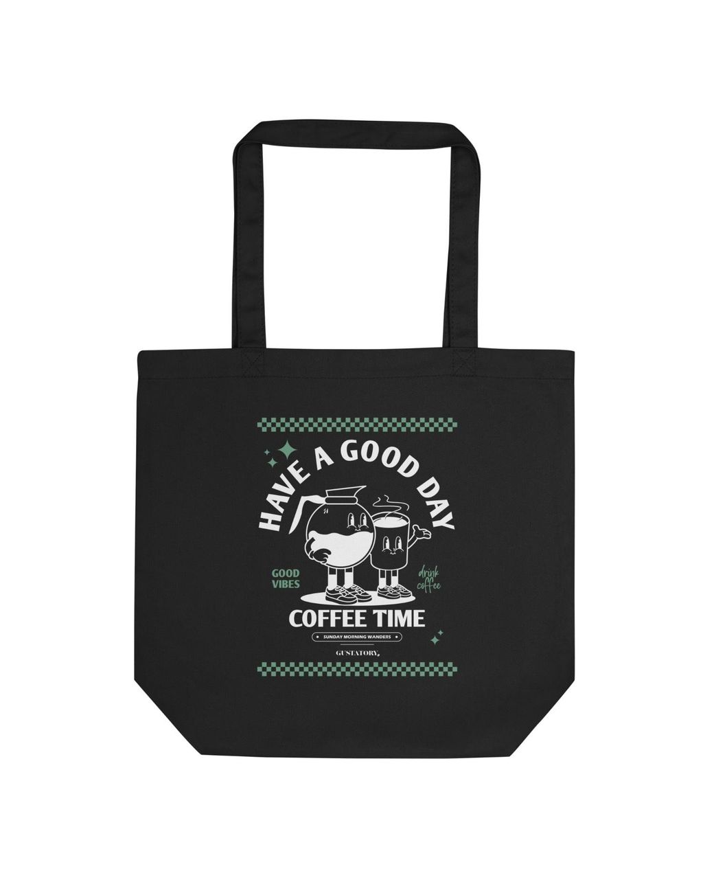 Anchor and Crew Black Gustatory Have A Good Day Recycled Cotton Tote Bag