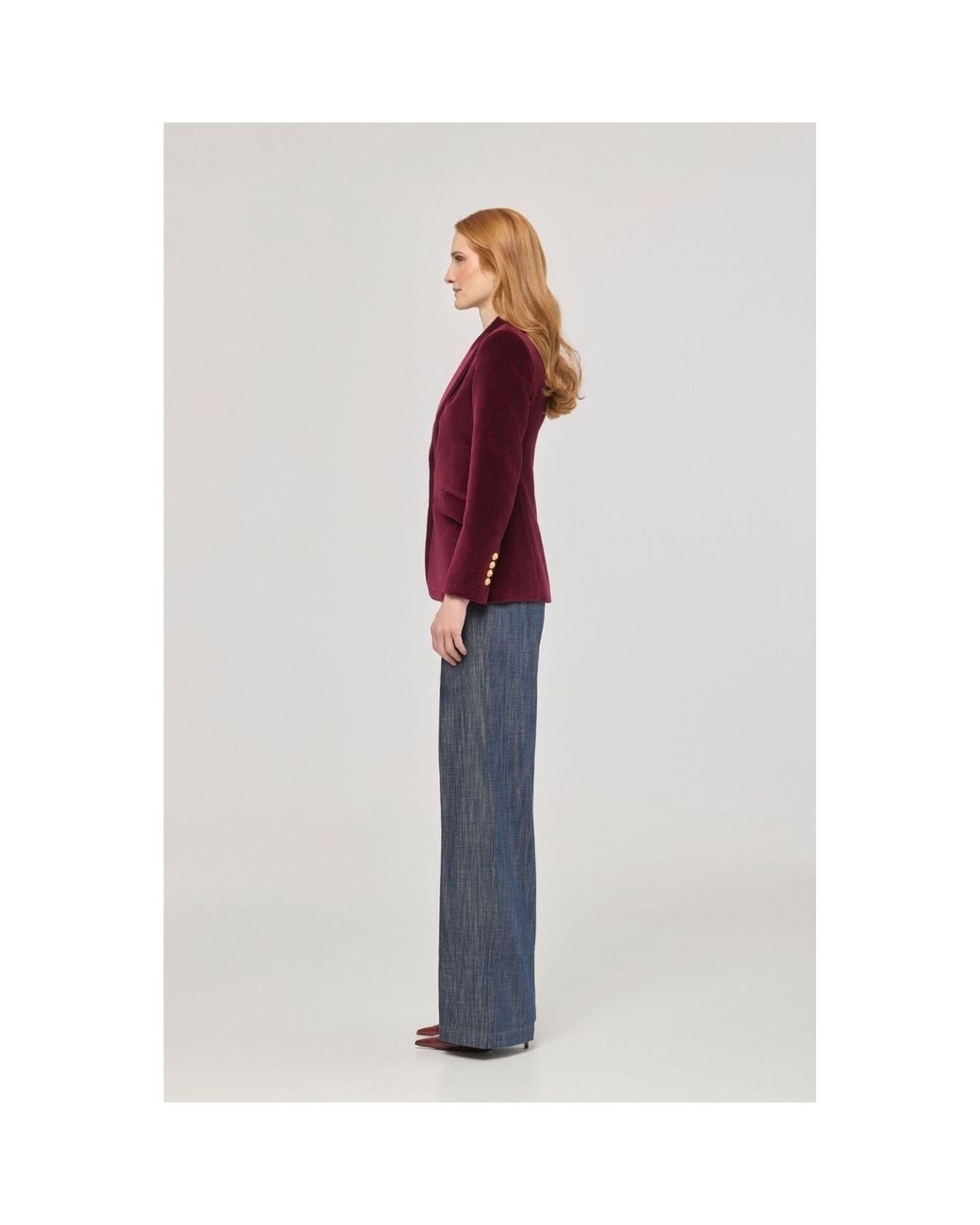 The Extreme Collection Red Burgundy Velvet Blazer Oliva