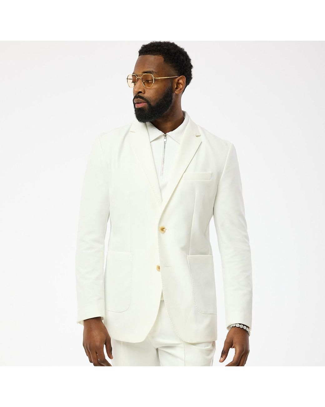 DAVID WEJ White Ashford Relaxed Single Breasted Blazer – for men