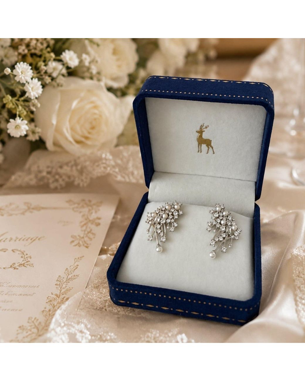 Ninemoo Metallic Celeste Radiance Pearl Earrings