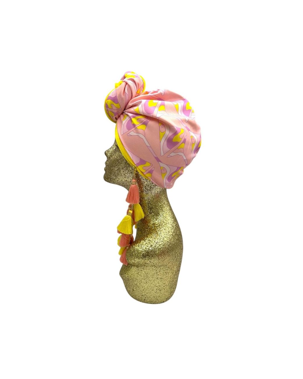 Julia Clancey Yellow Limon Martini Sunshine Chacha Reversible Turban