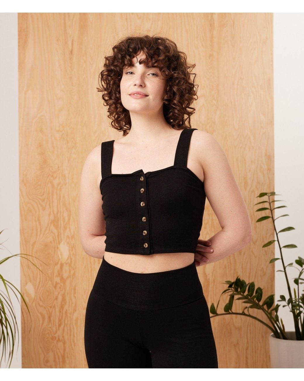 Known Supply Black Cropped Button Tank