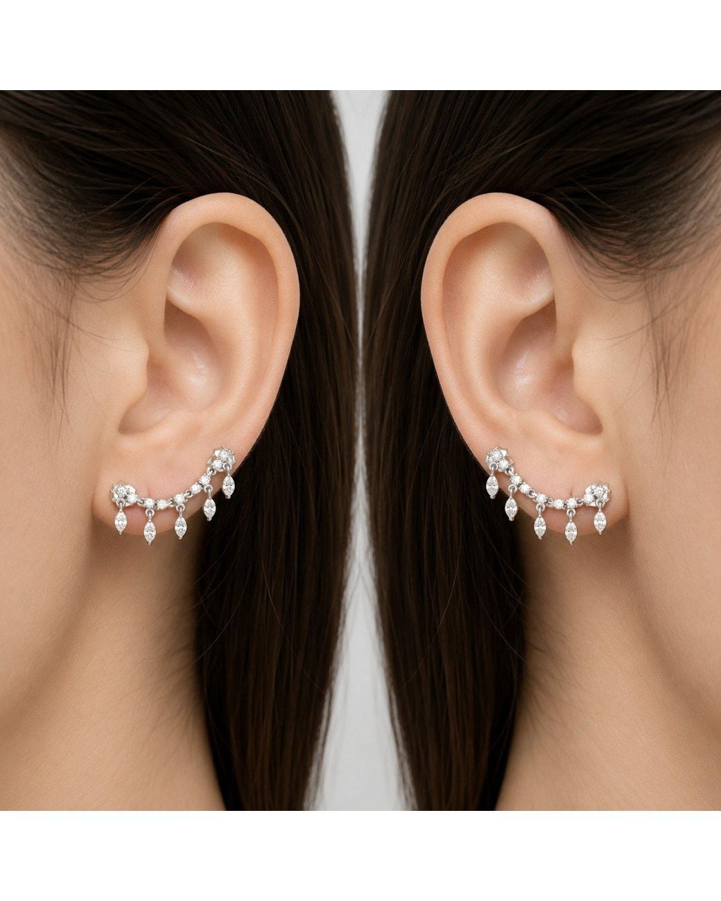 Artisan Metallic 14K Diamond Ear Jacket Earrings