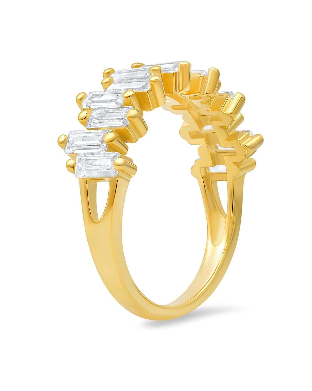 Kylie Harper Metallic Abstract Baguette-Cut Diamond Cz Ring