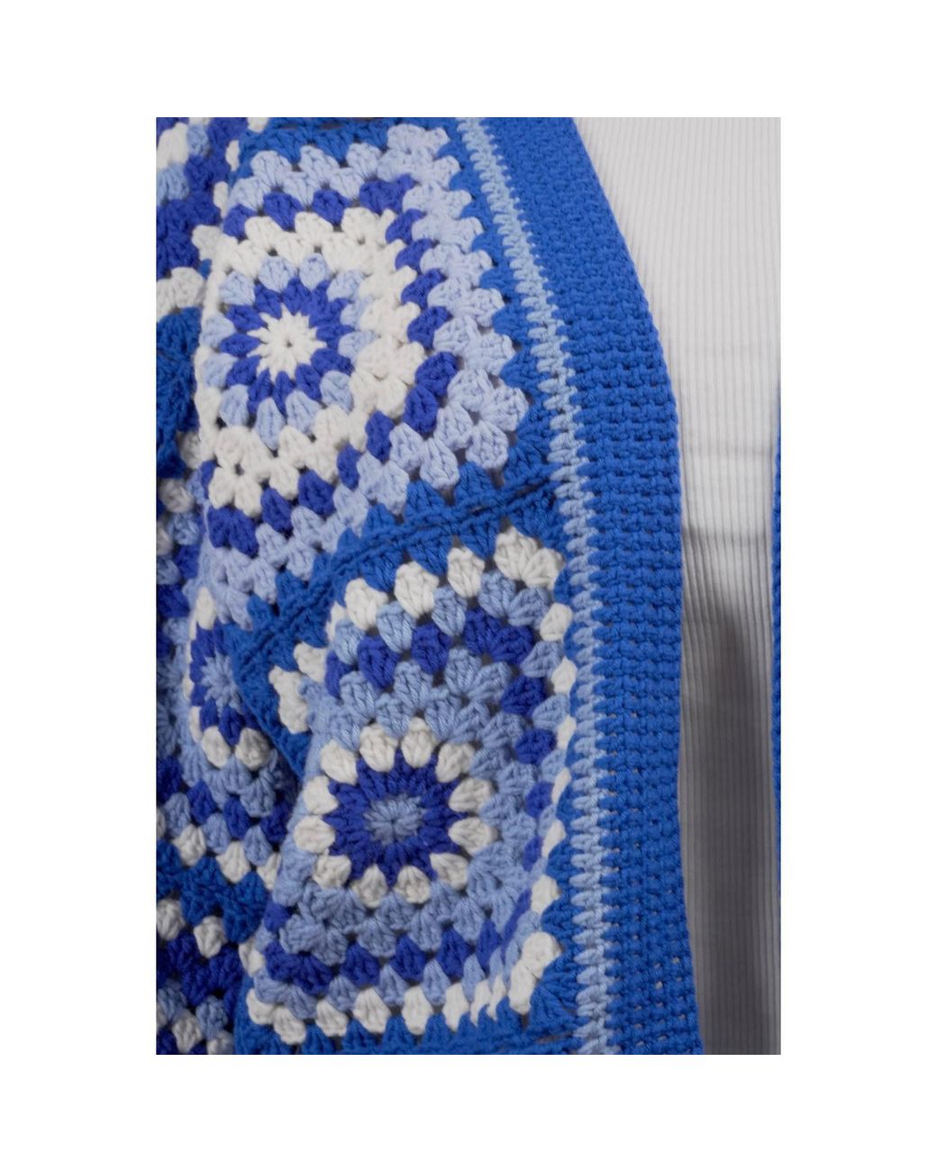 Ana Chic Blue Granny Square Handmade Crochet Oversized Cardigan
