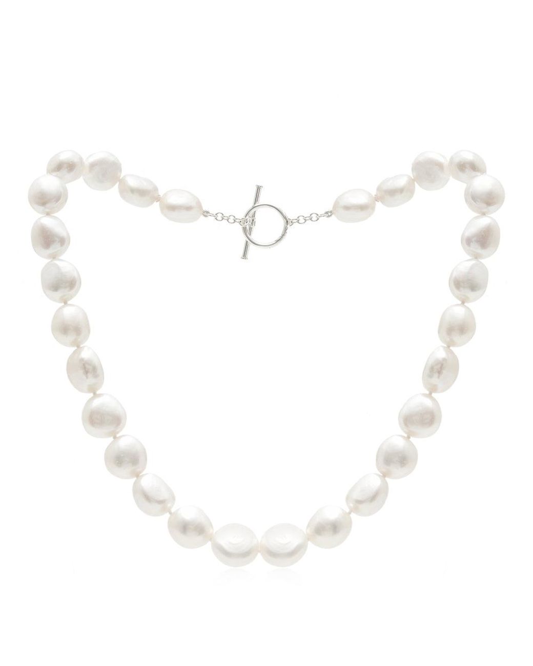 Pearls of the Orient Online Metallic Decus Large Irregular Cultured Freshwater Pearl Necklace With Sterling Toggle Clasp
