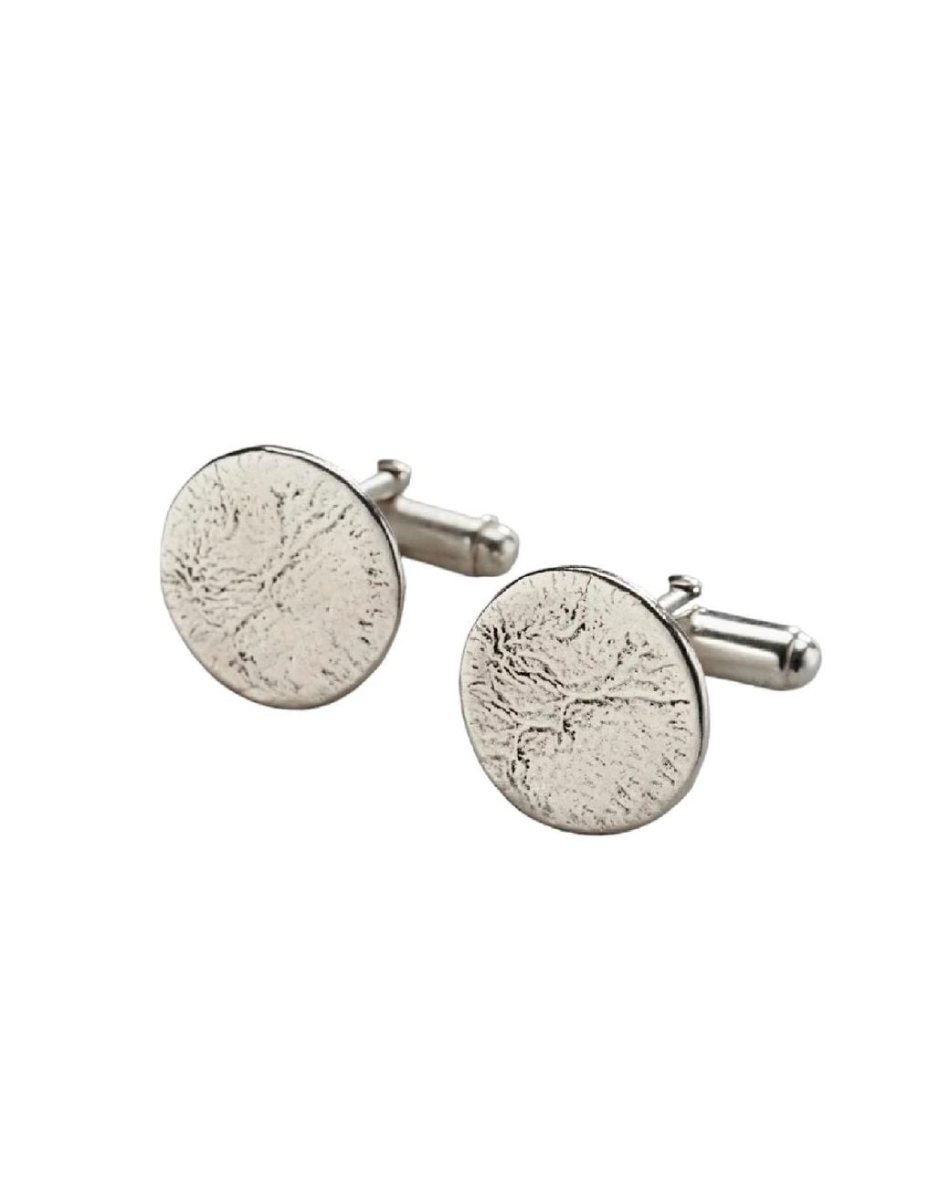 Posh Totty Designs Metallic Sterling Molten Disc Cufflinks for men