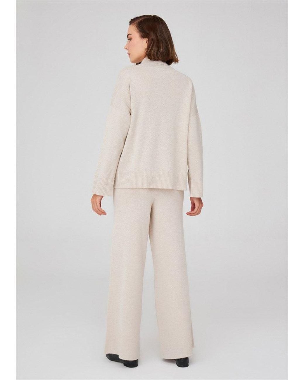Peraluna White Wide Roll Neck Knitwear Pullover