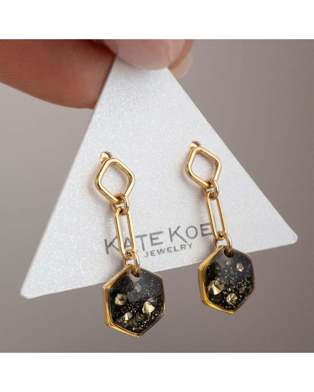 Kate Koel Metallic Galaxy Drop Earrings